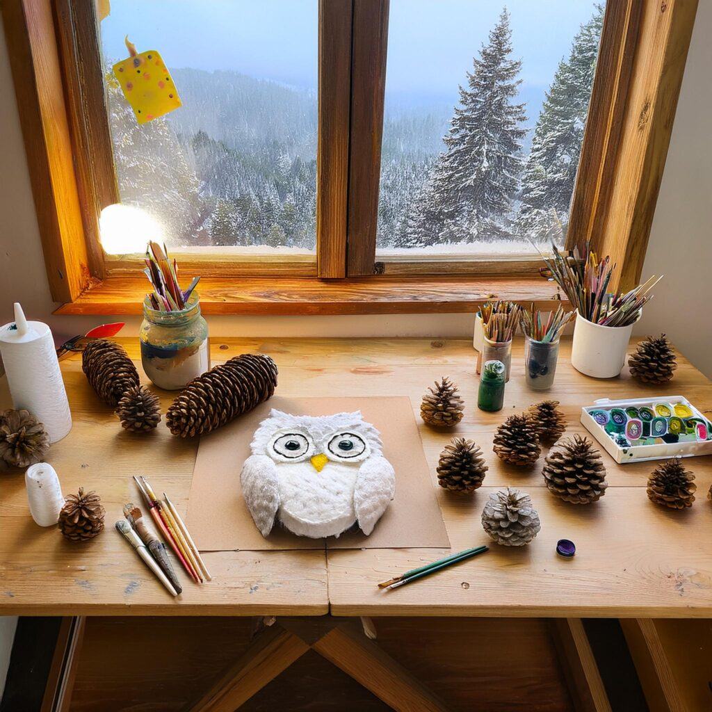 How to Make DIY Magical Pine Cone Snowy Owl Craft