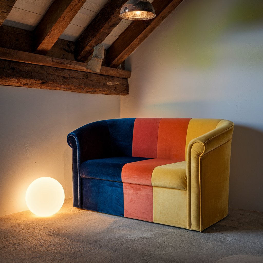 how to make DIY Color Blocked Velvet Bench