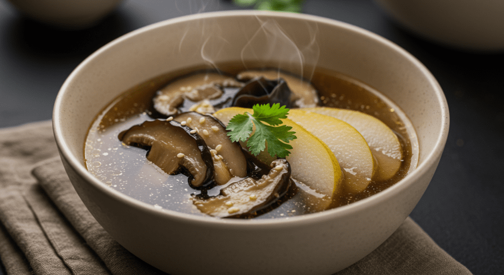 How to Prepare a Comforting Chinese Mushroom Soup with Asian Pear