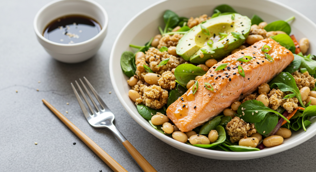 How to Make a Delicious Salmon Salad with Crispy White Beans